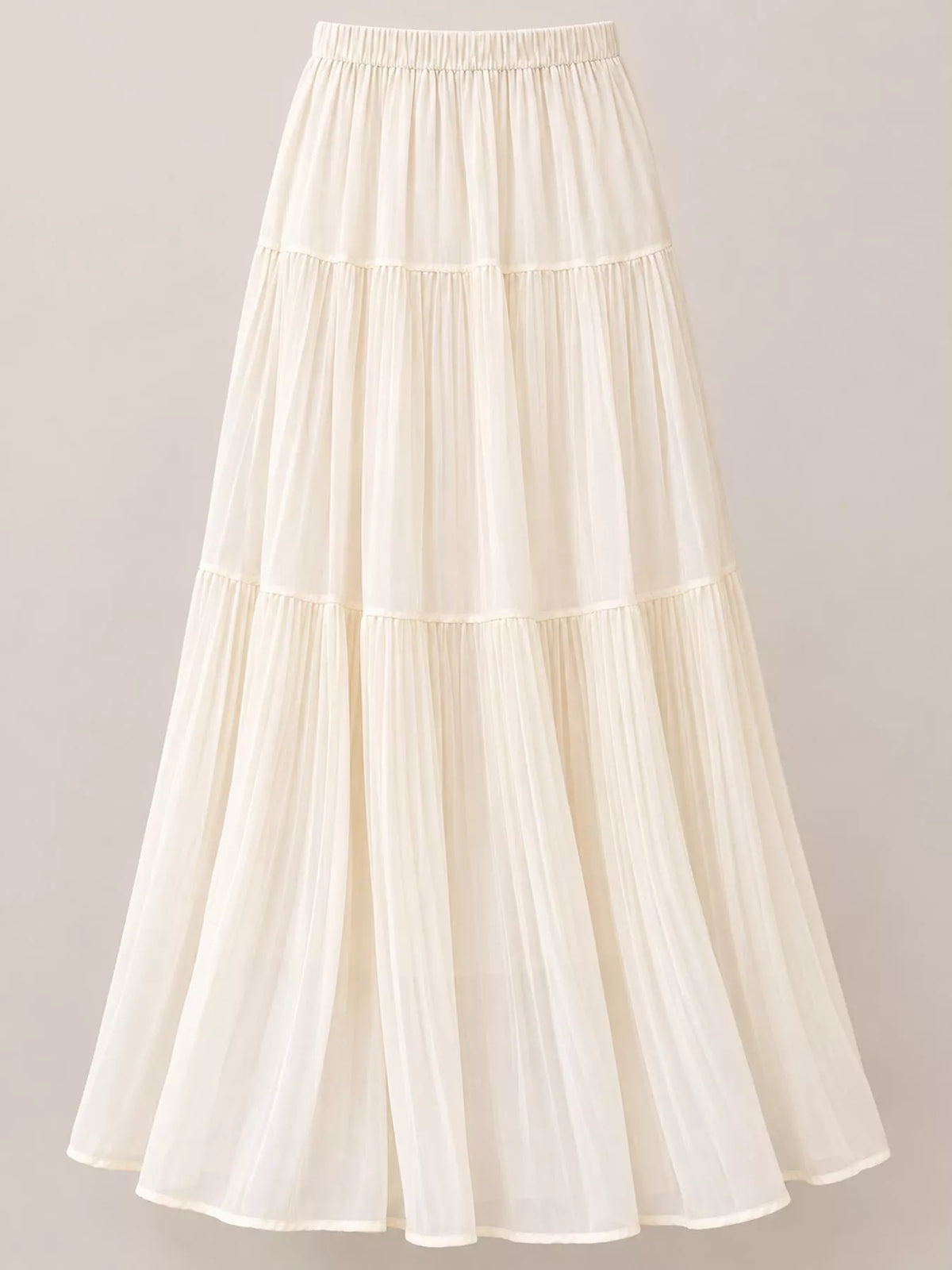 High-waisted tiered pleated maxi skirt
