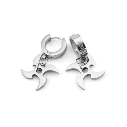 SRK-02C SS Shuriken Earrings