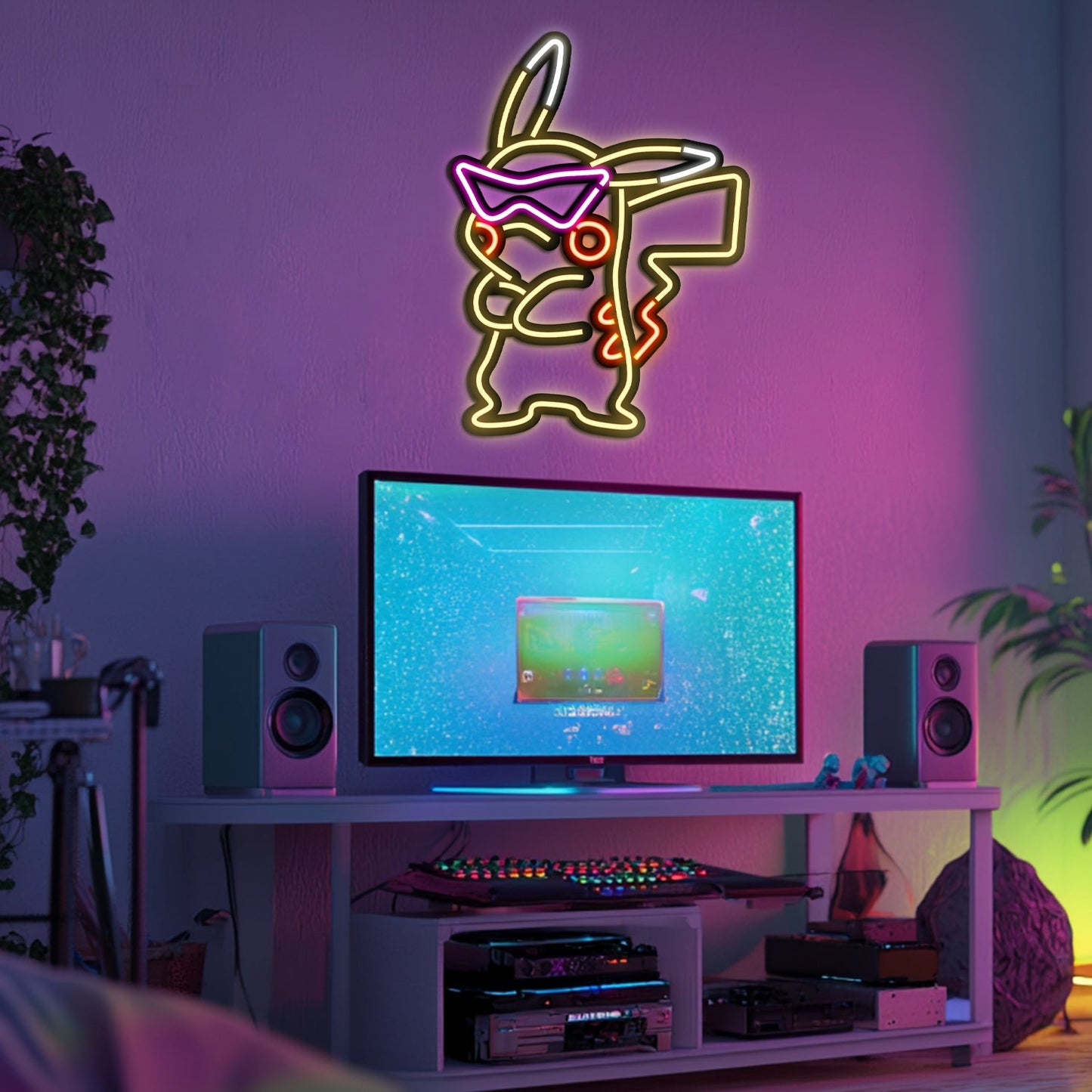 Pikachu Metal Neon Wall Art