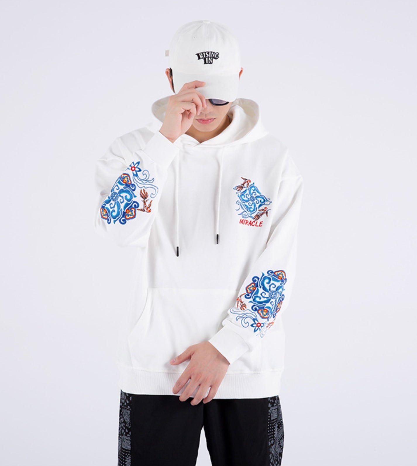 Fish Art Embroidery Hoodie