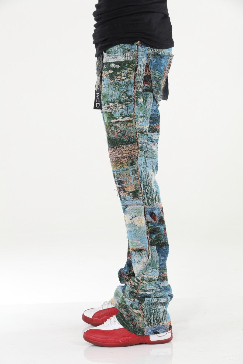 Painting Tapestry Stacked Flare Jeans