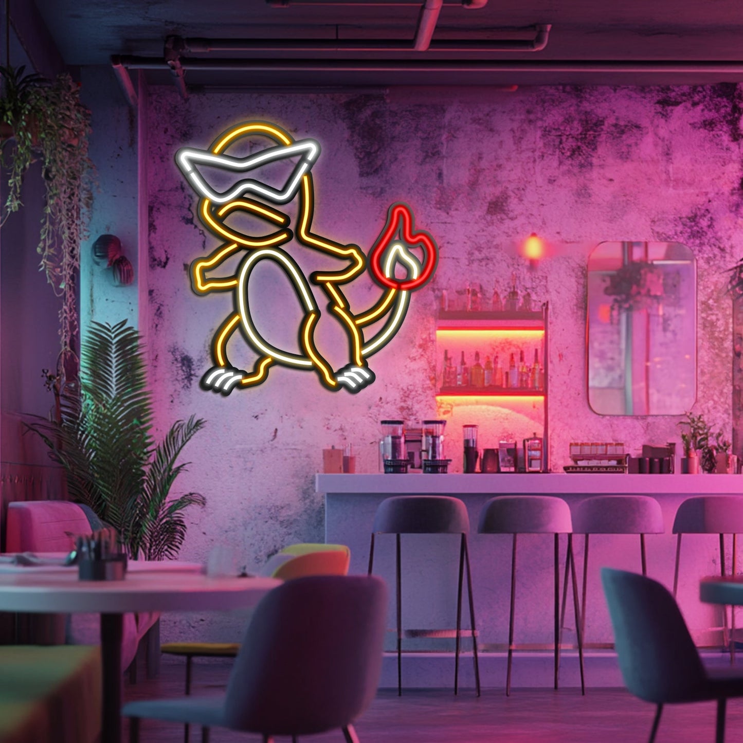 Charmender Metal Neon Wall Art