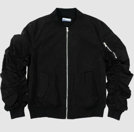 Runched Sleeve Bomber Jacket