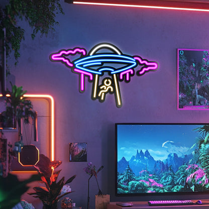UFO Metal Neon Wall Art