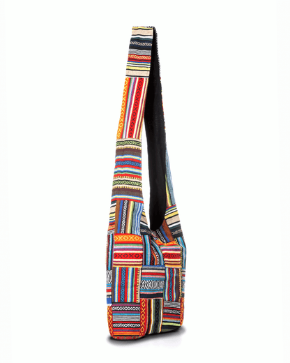 Kathmandu Collection Patchwork Striped Hobo Bag