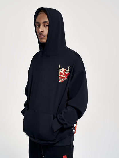Red Demon Embroidery Hoodie