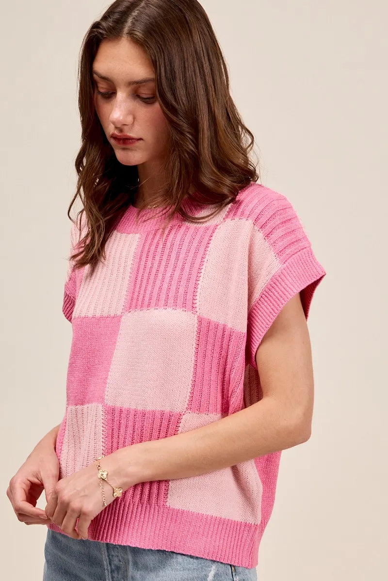 Check Plaid Casual Sweater Top.