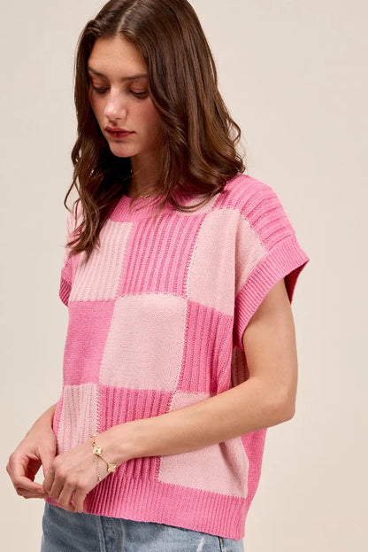 Check Plaid Casual Sweater Top.