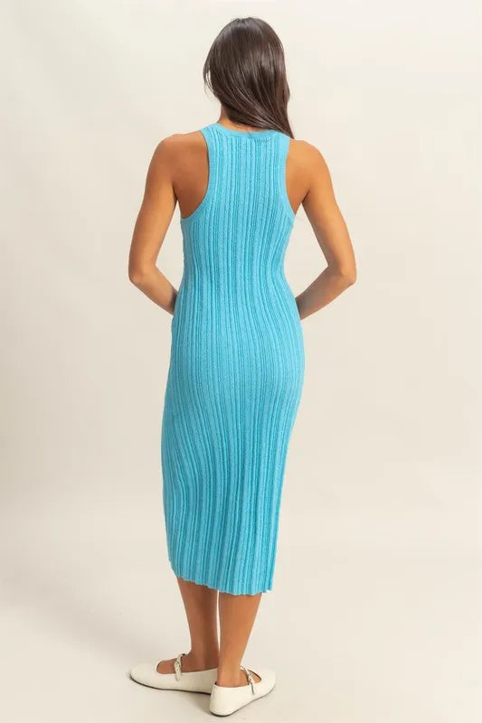 Round Neck Bodycon Ribbed Knit Dress.