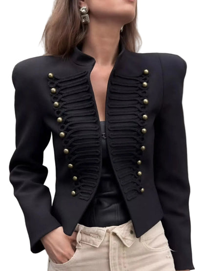 Decorative Button Cropped Jacket
