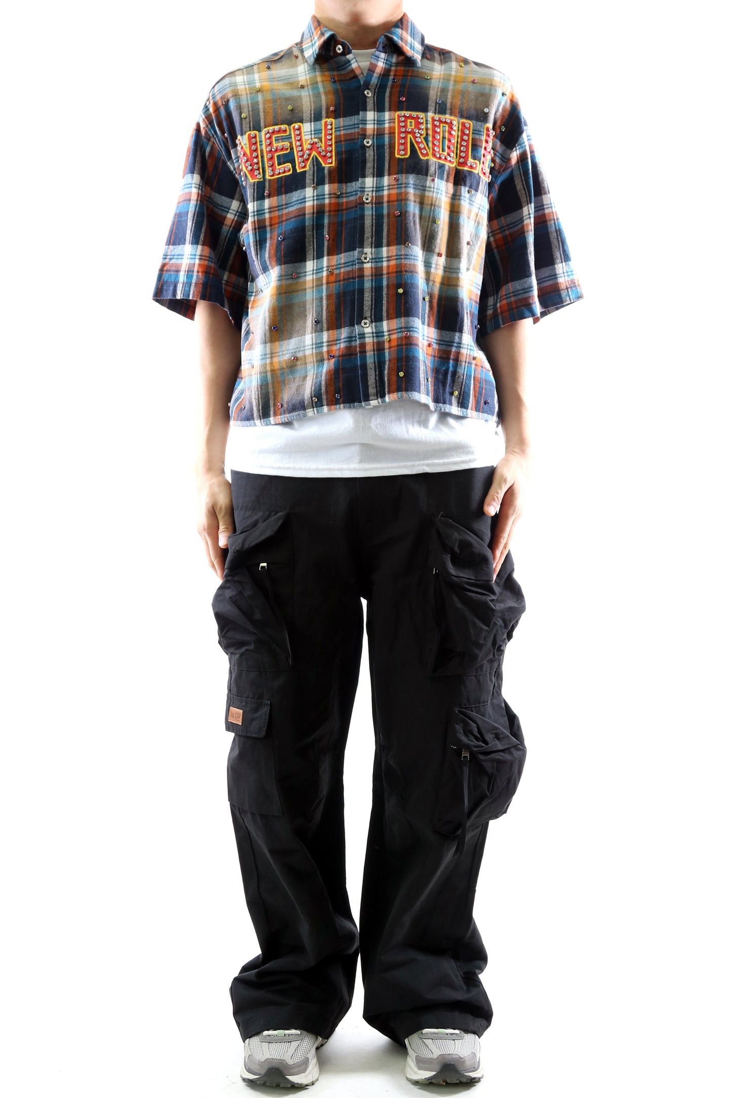 Washed Flannel Crop Top Button Down Shirt