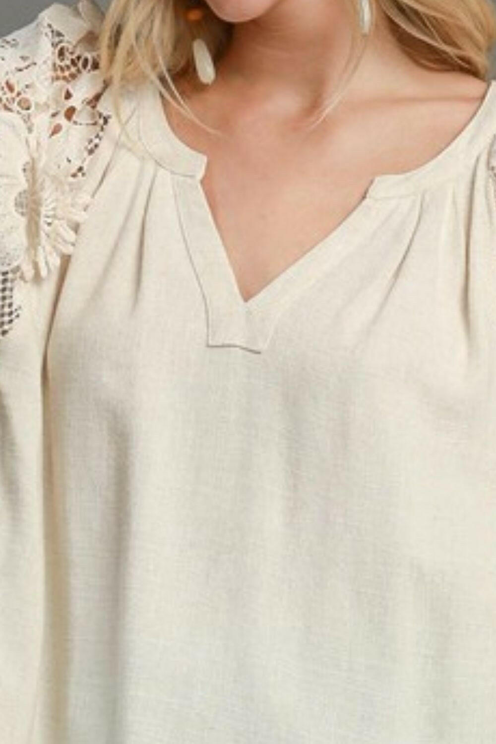 French Terry Boxy Cut Top with 3D Floral Sleeve Plus Size.