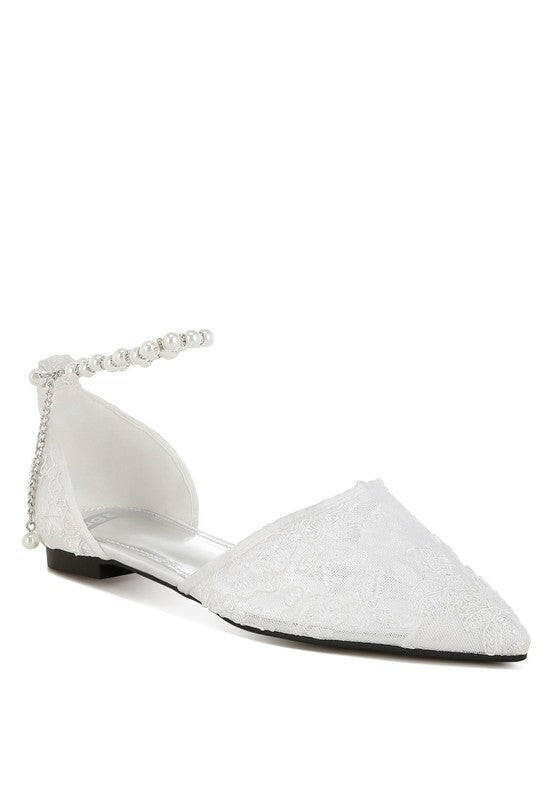 Shrami Pearl & Rhinestone Strap Flat Sandals.