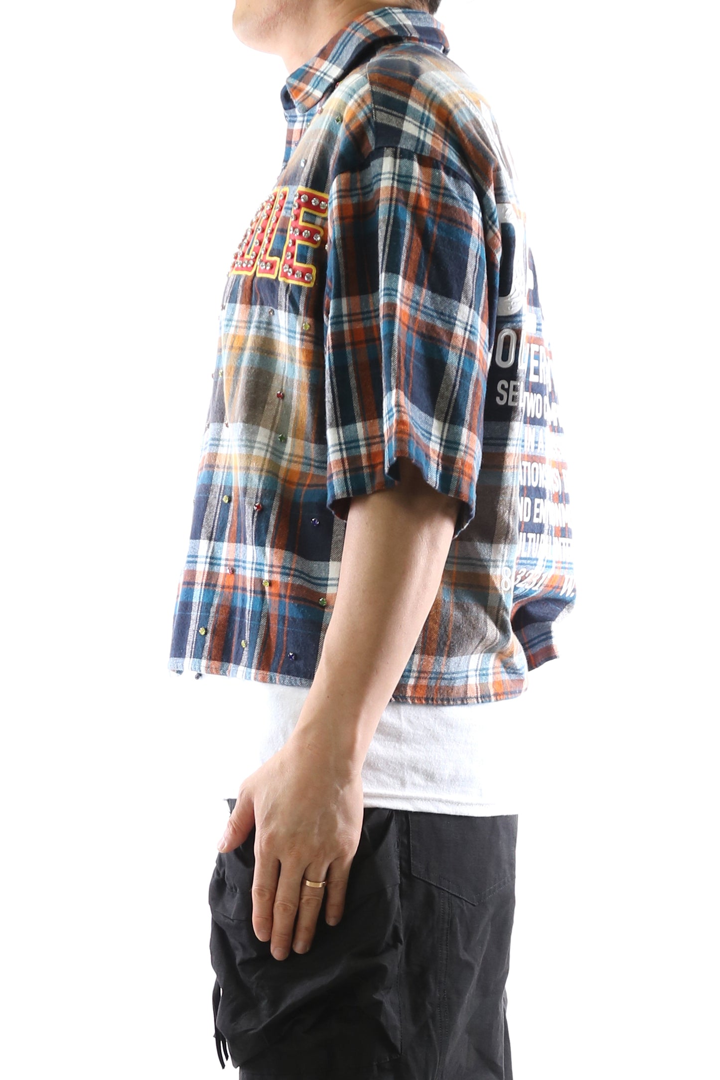 Washed Flannel Crop Top Button Down Shirt