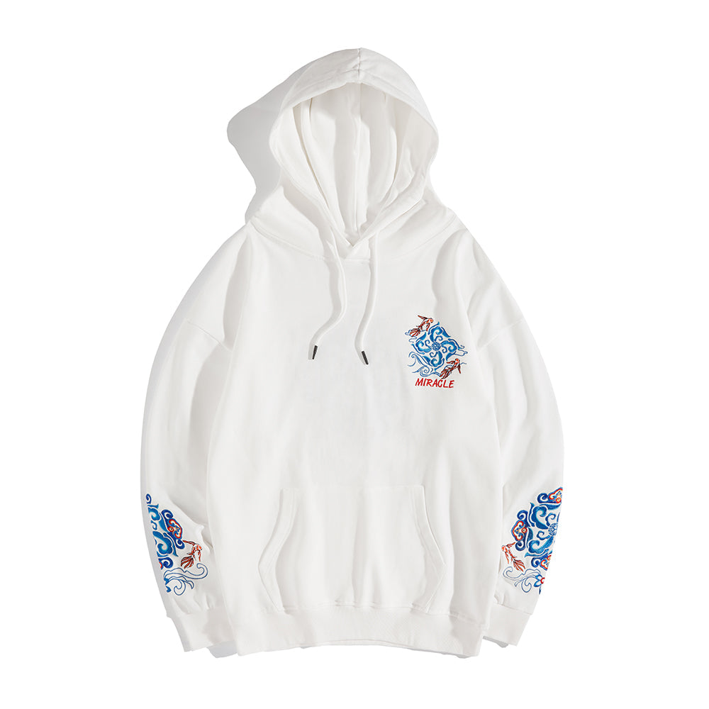 Fish Art Embroidery Hoodie