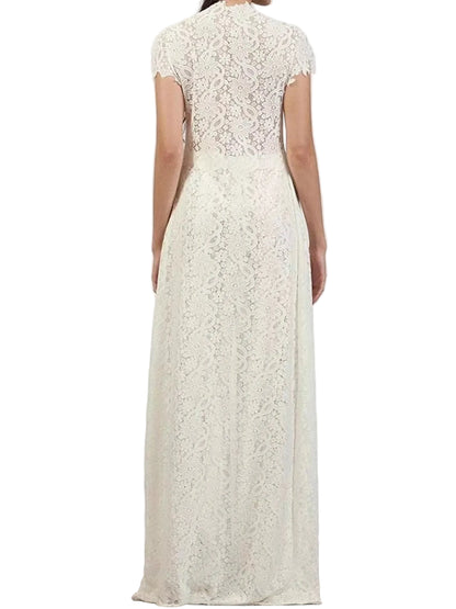 Elegant Lace Short Sleeve Top and Pants Set