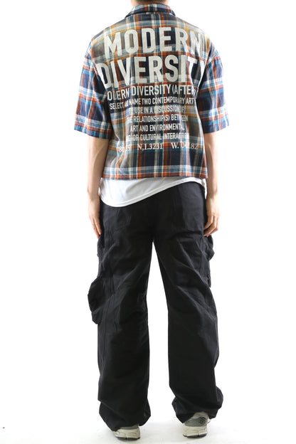 Washed Flannel Crop Top Button Down Shirt