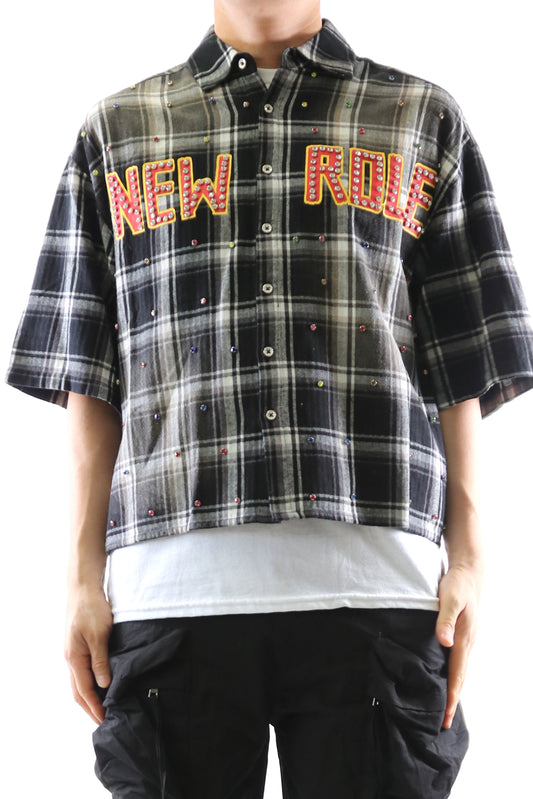 Washed Flannel Crop Top Button Down Shirt