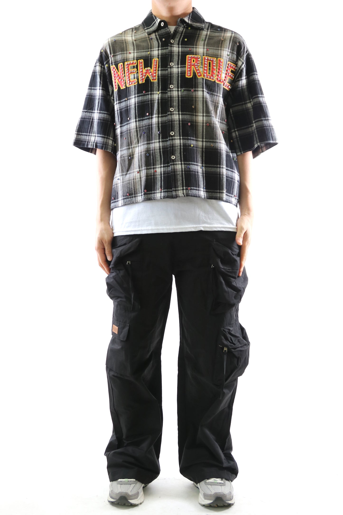 Washed Flannel Crop Top Button Down Shirt