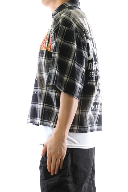 Washed Flannel Crop Top Button Down Shirt
