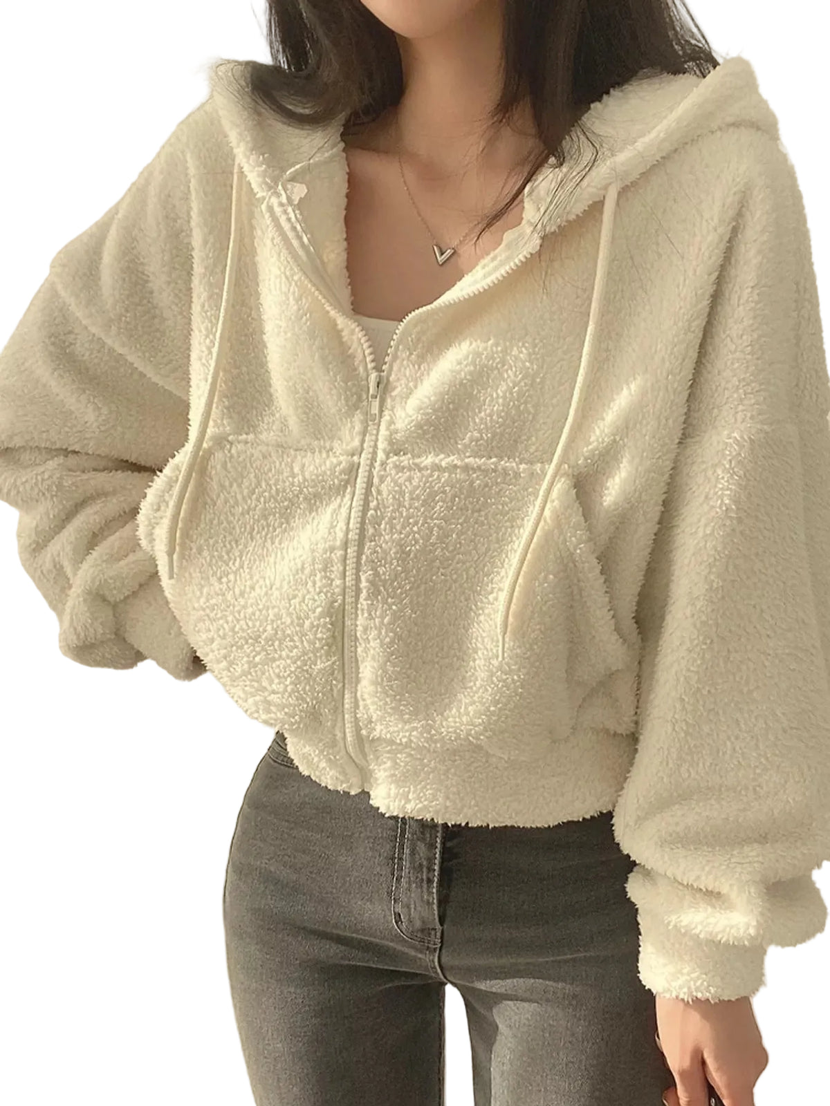Oversized Sherpa Zip-Up Hoodie