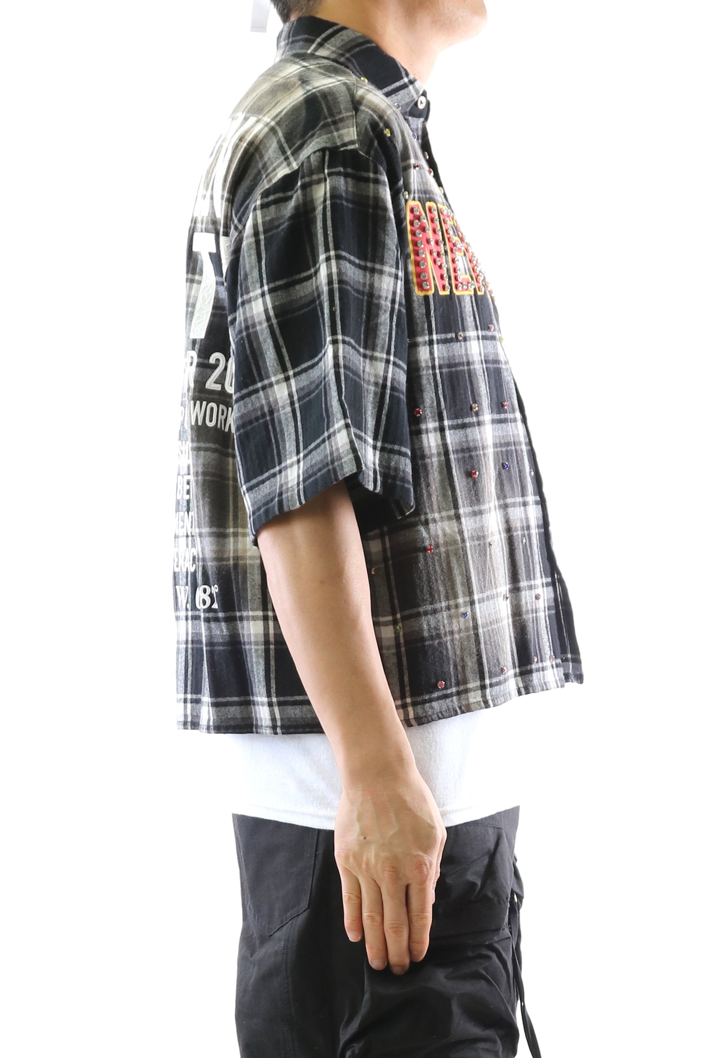 Washed Flannel Crop Top Button Down Shirt