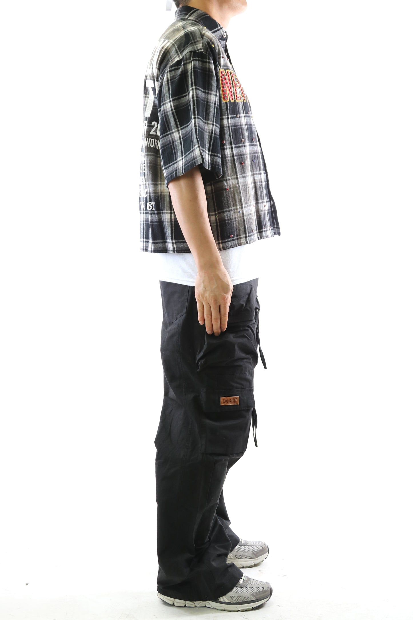 Washed Flannel Crop Top Button Down Shirt