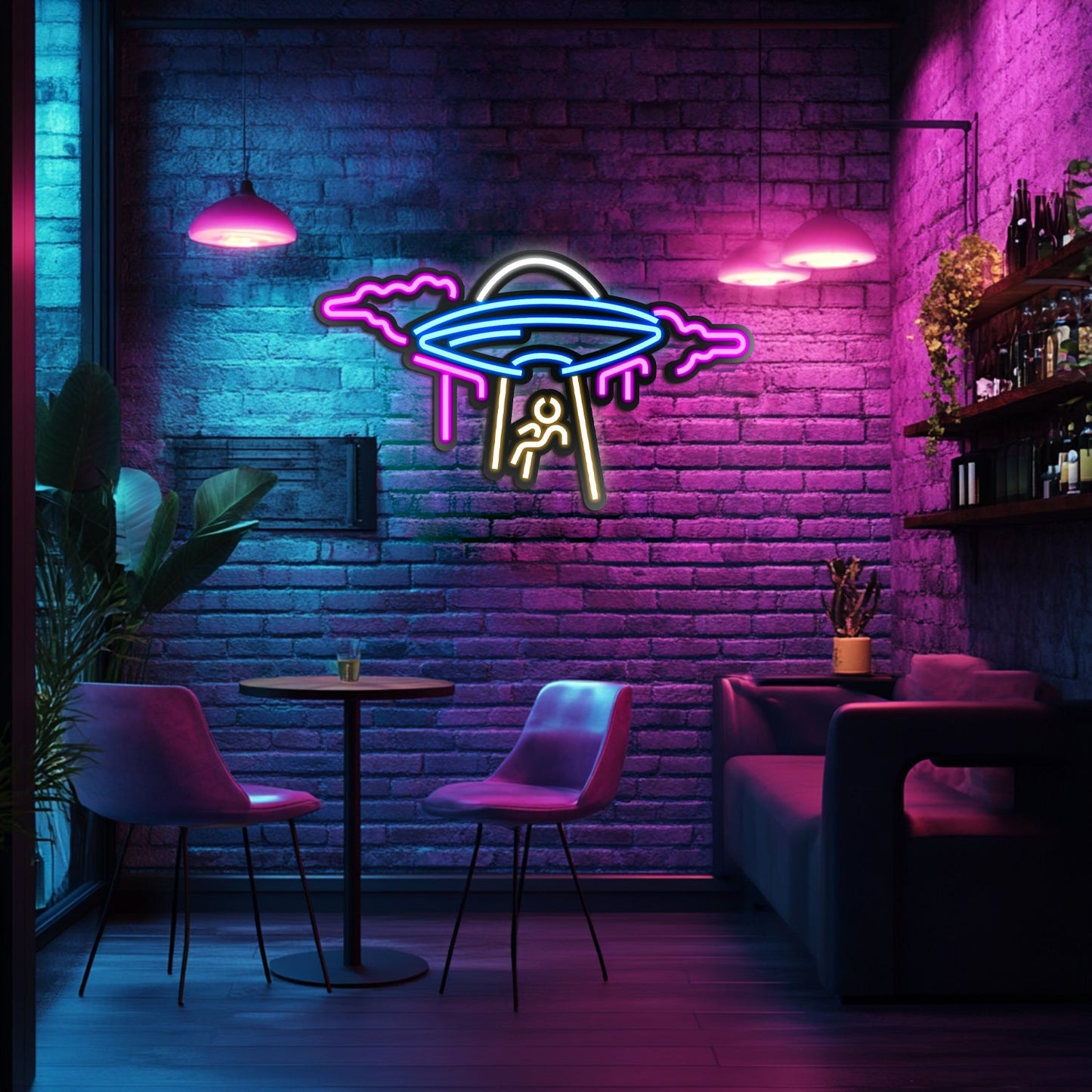 UFO Metal Neon Wall Art