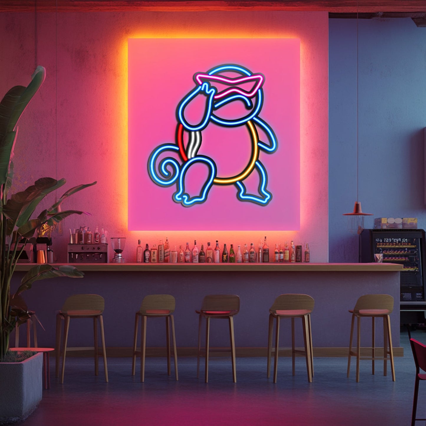 Squirtle Metal Neon Wall Art