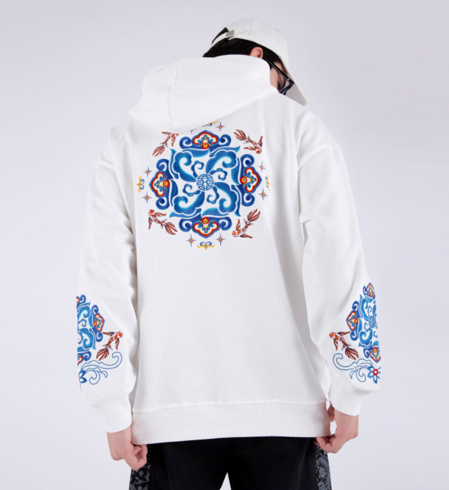 Fish Art Embroidery Hoodie