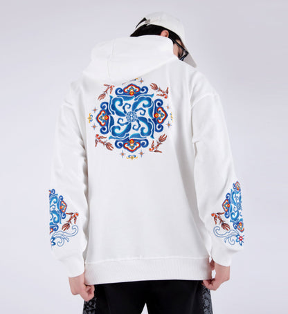 Fish Art Embroidery Hoodie
