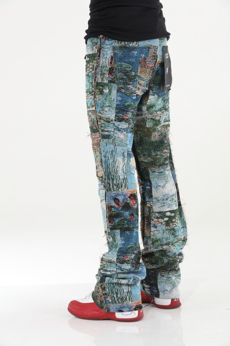 Painting Tapestry Stacked Flare Jeans