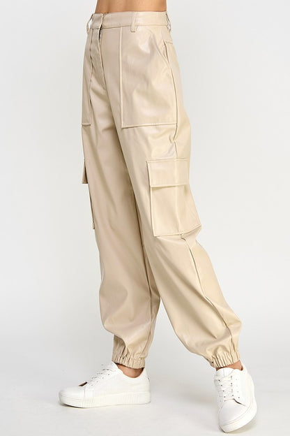 Relaxed Leather Cargo Pants