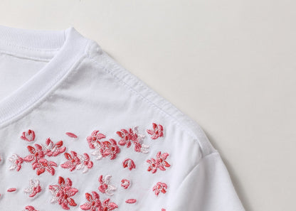 Red Koi Fish Embroidered Tee
