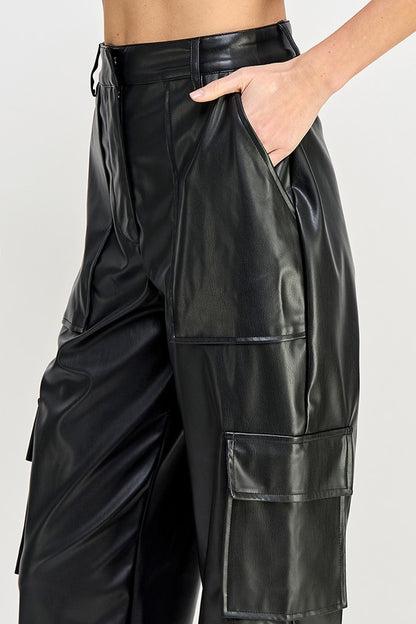 Relaxed Leather Cargo Pants