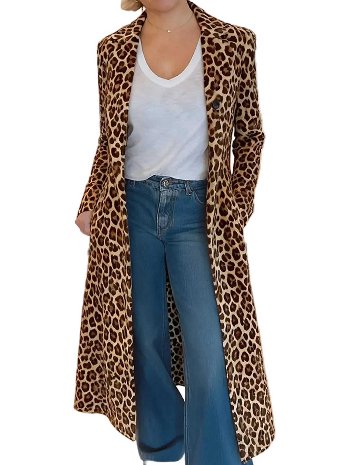 Leopard Print Longline Trench Coat