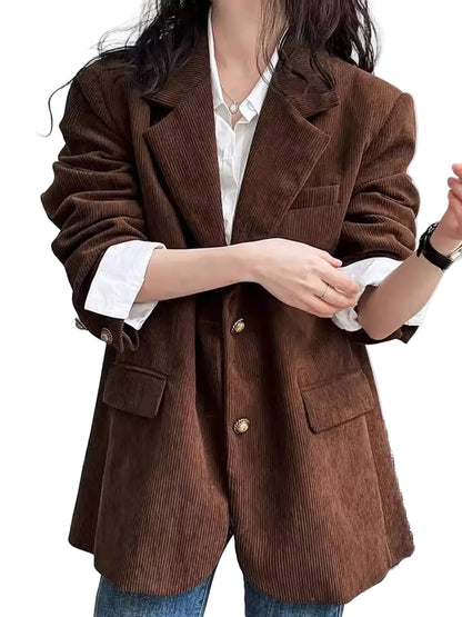Corduroy blazer with lapel collar