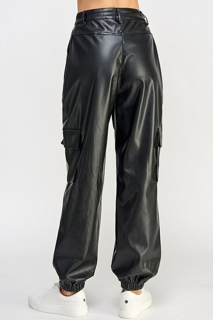 Relaxed Leather Cargo Pants