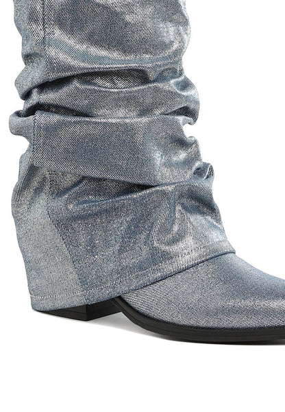 Capella Fold-Over Slouchy Denim Boot