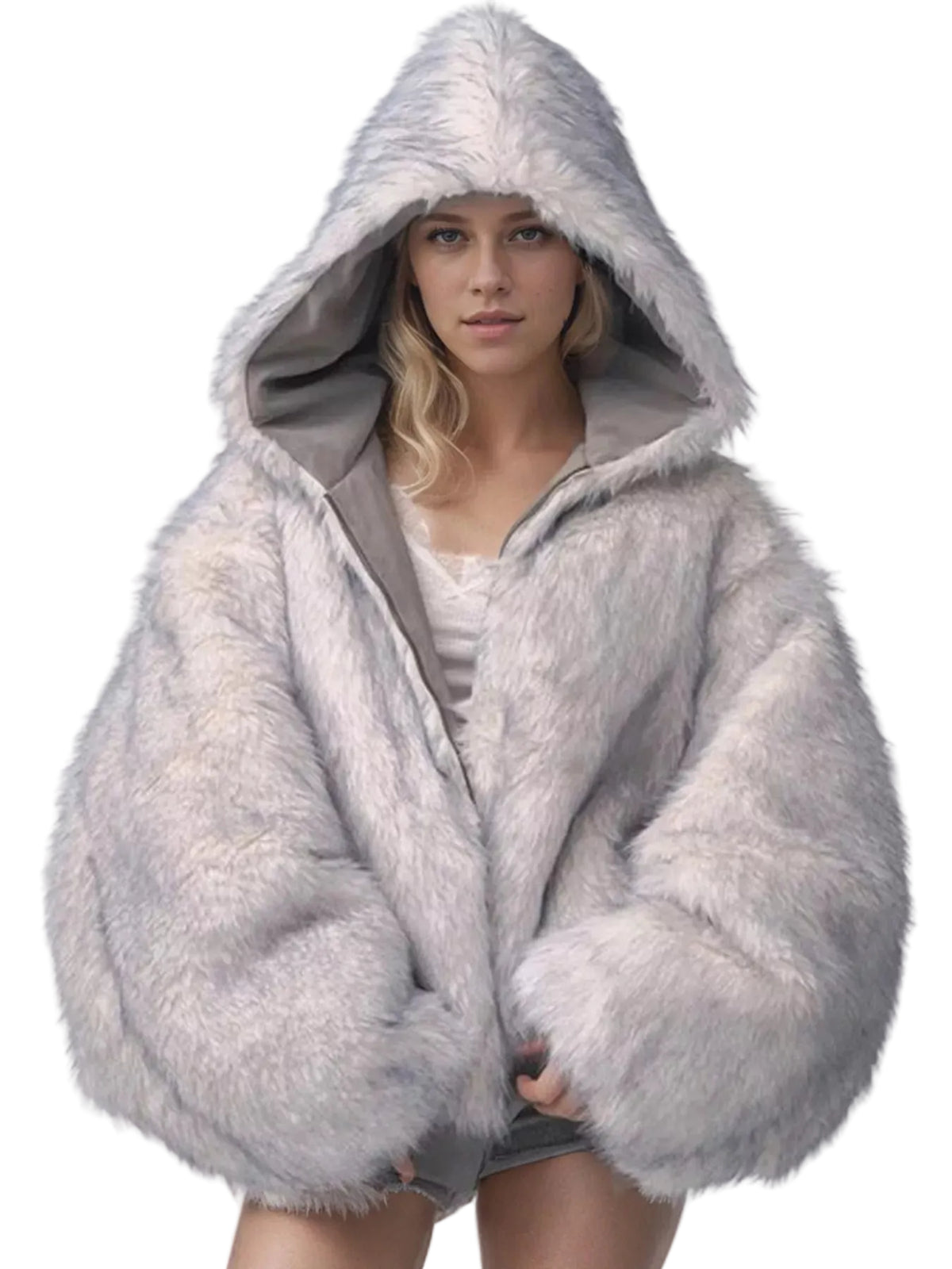 Oversized Faux Fur Trimmed Suede Bomber Jacket