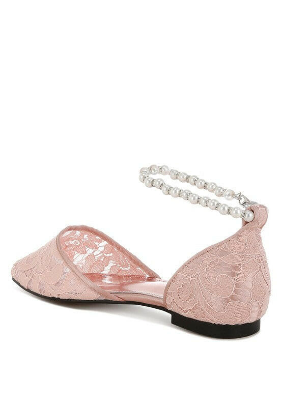 Shrami Pearl & Rhinestone Strap Flat Sandals.