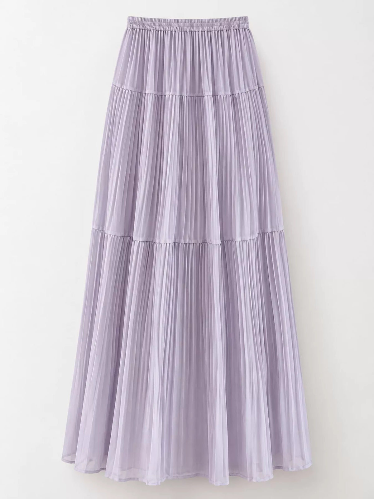 High-waisted tiered pleated maxi skirt