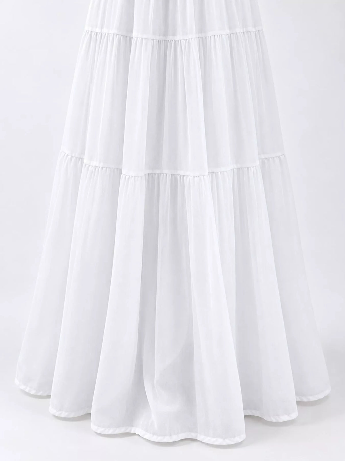 High-waisted tiered pleated maxi skirt
