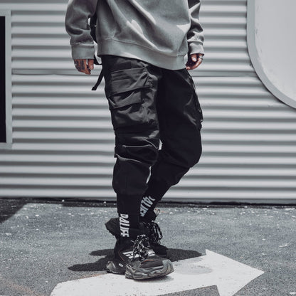 Matte Black Cargo Joggers