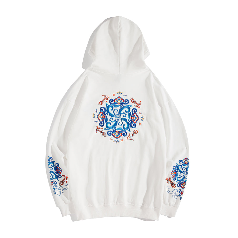 Fish Art Embroidery Hoodie