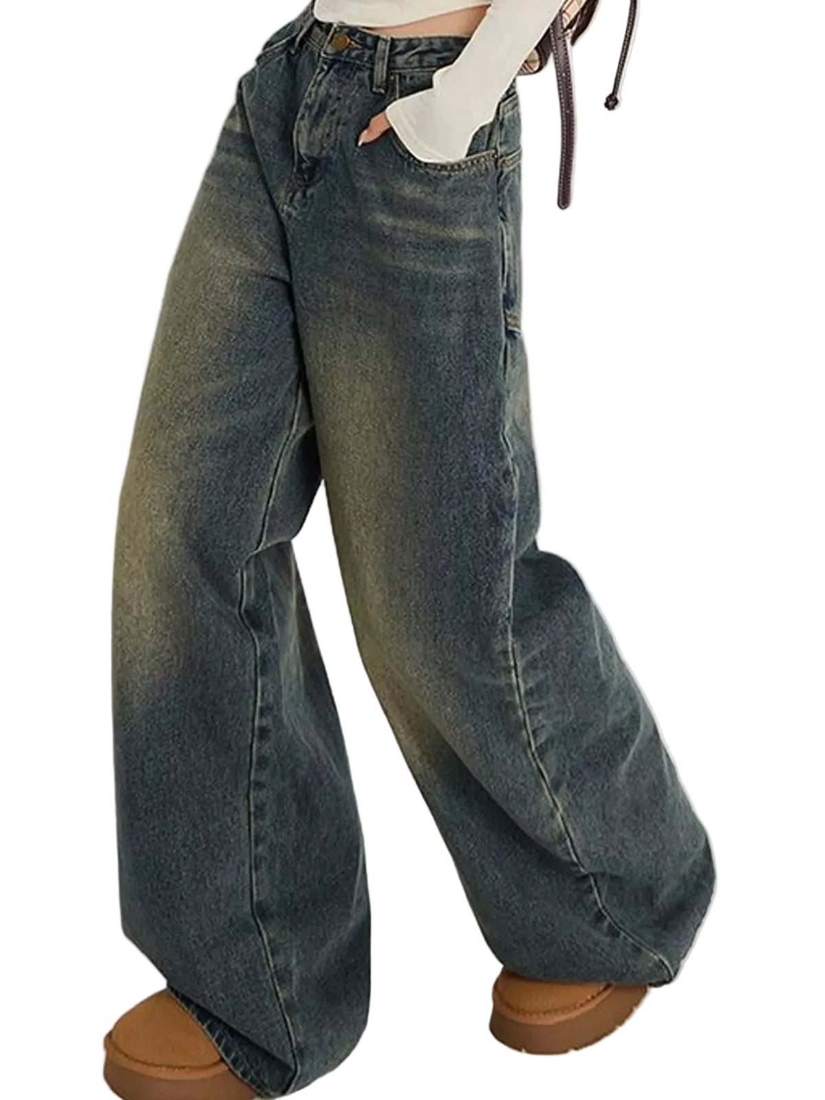 High-waisted wide-leg jeans