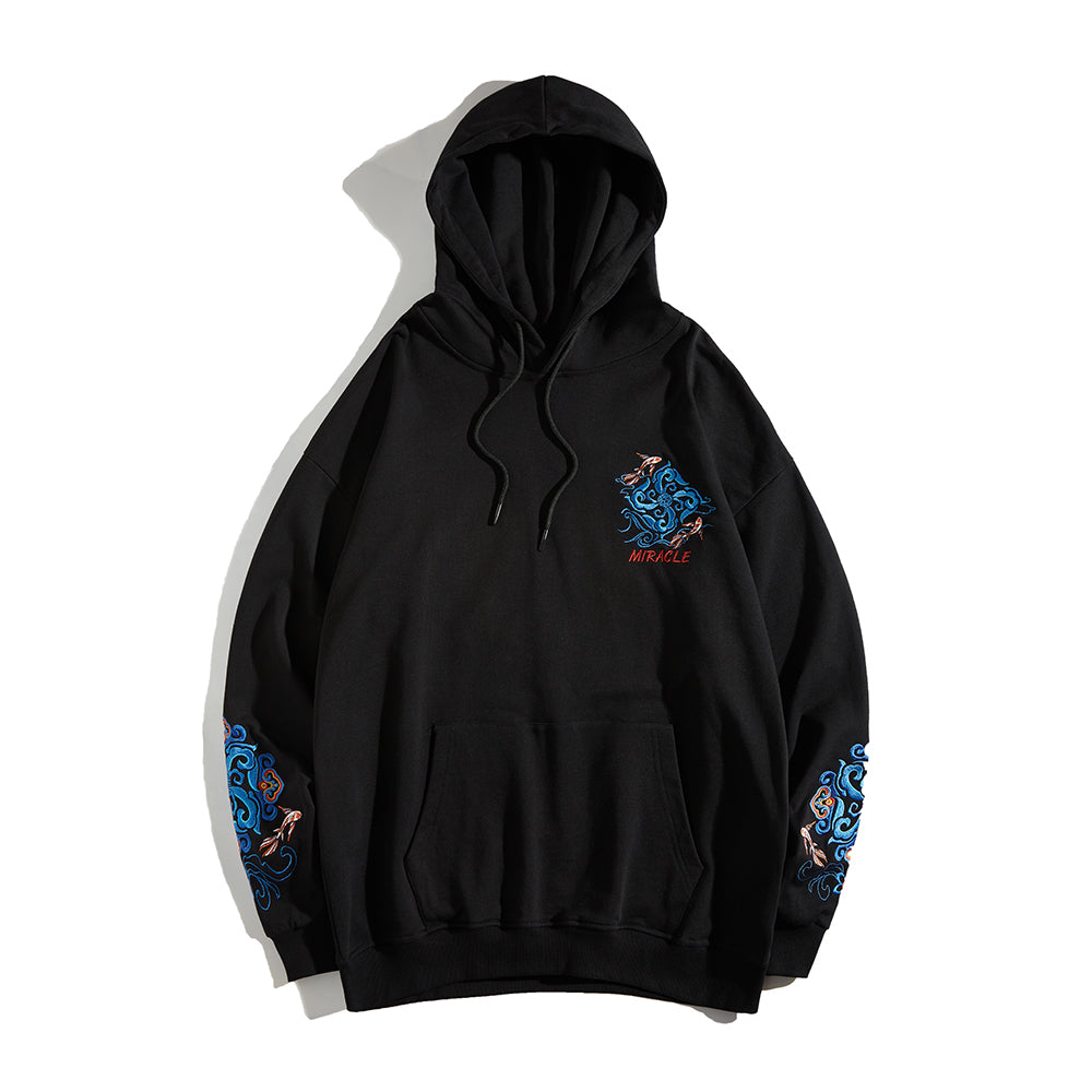 Fish Art Embroidery Hoodie