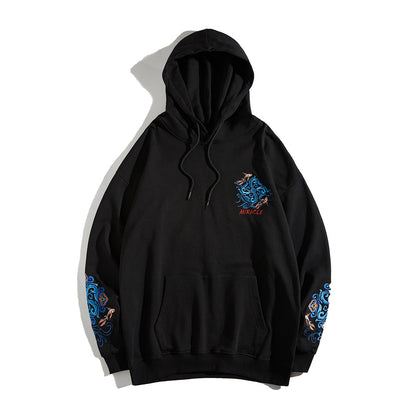 Fish Art Embroidery Hoodie