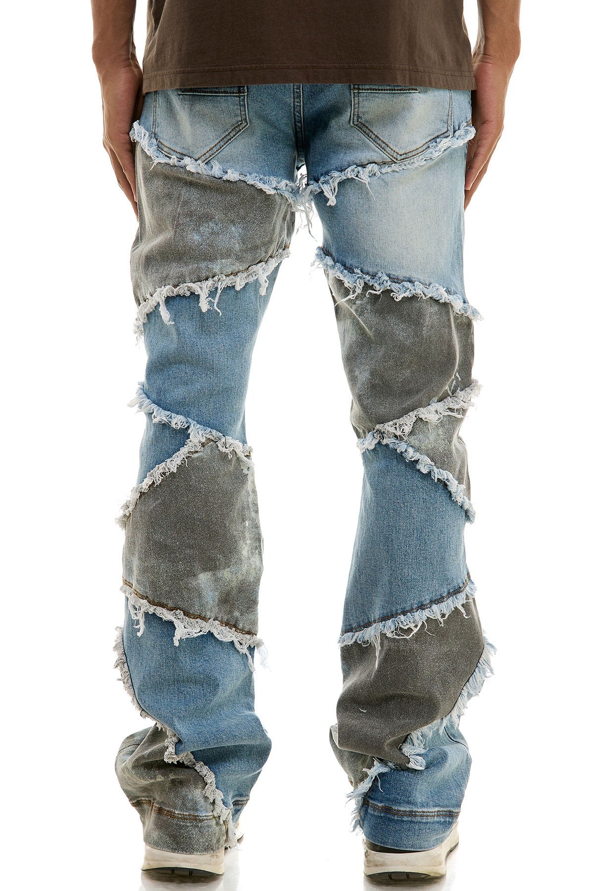 Two Tone Distressed Denim Jeans