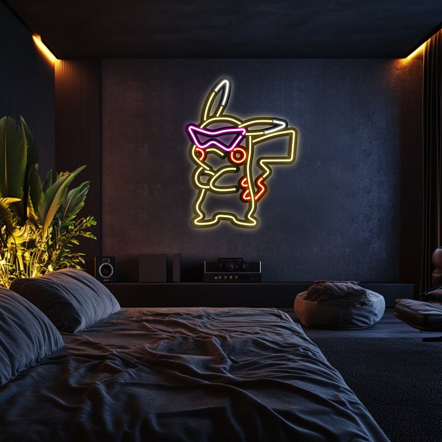 Pikachu Metal Neon Wall Art